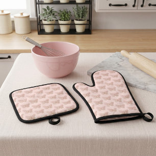 Set De Manoplas Guante de horno mariposa y juego de salvamanteles