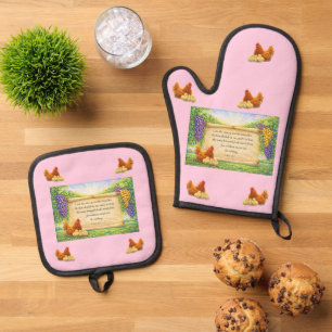 Set De Manoplas Guante de horno rosa y juego de salvamanteles con