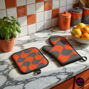 Set De Manoplas Guante de horno y agarrador de olla con patrón de