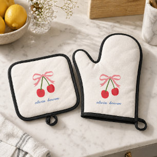 Set De Manoplas Guante de horno y agarrador de olla   Lazo coqueto