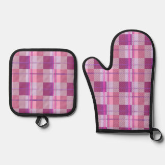 Set De Manoplas Guante de horno y salvamantel a cuadros de twill r