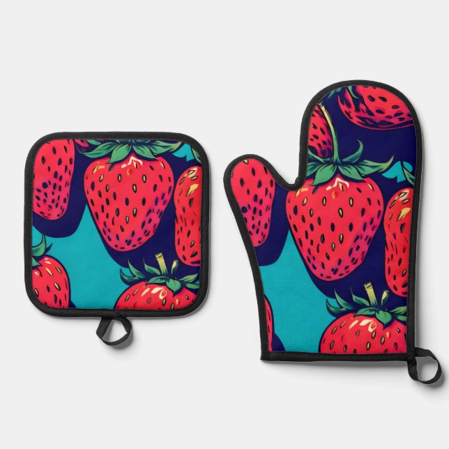Set De Manoplas Guantes de horno de fresa (Anverso)