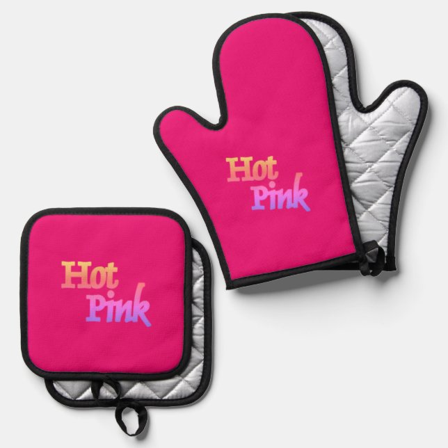 Set De Manoplas Guantes de horno de seda rosa caliente conjuntos d (Anverso/Reverso)