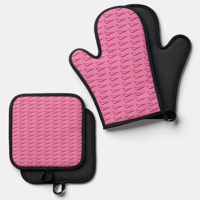 Set De Manoplas Guantes de horno de silicona Pink Steel sets de pr (Anverso/Reverso)
