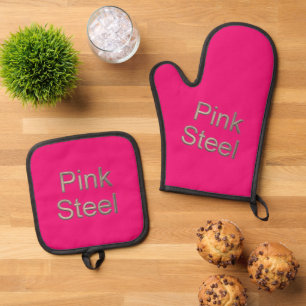 Set De Manoplas Guantes de horno fucsia de acero rosa conjuntos de