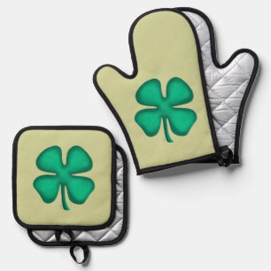 Set De Manoplas Guantes de horno trébol irlandés de 4 hojas Lucky