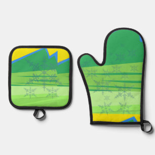 Set De Manoplas Guantes de horno y protectores de olla de copos de
