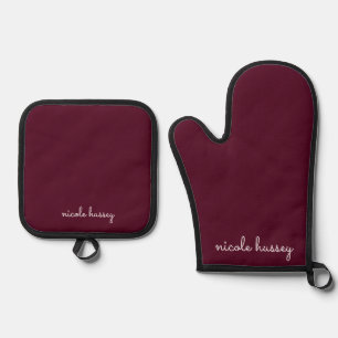 Set De Manoplas Guión de Borgoña Moderno monograma de estilo