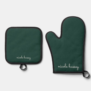Set De Manoplas Guión verde de emergencia Monograma moderno con
