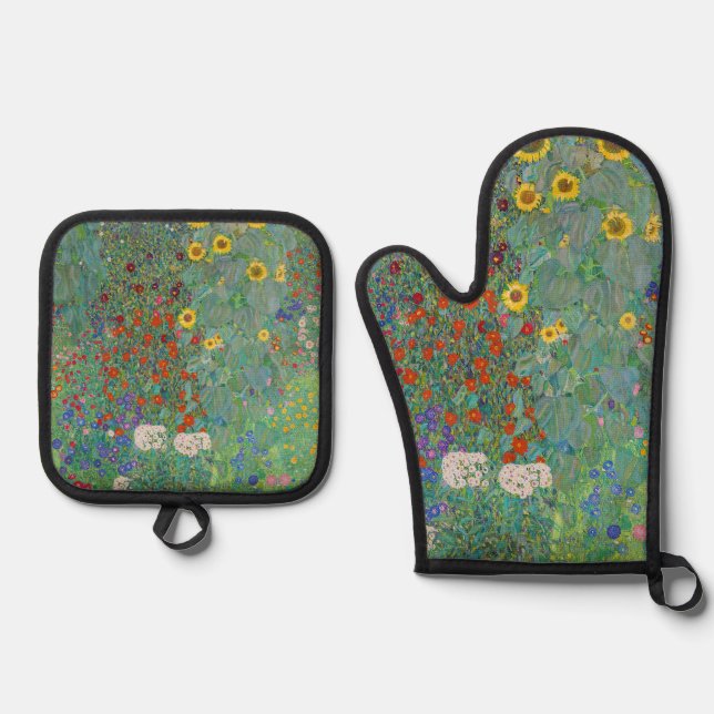 Set De Manoplas Gustav Klimt - Jardín de campo con girasoles (Anverso)