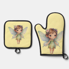 Set De Manoplas Hada del Bosque Encantado: Sprite verde pastel