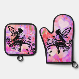 Set De Manoplas Hadas en la rama de flores