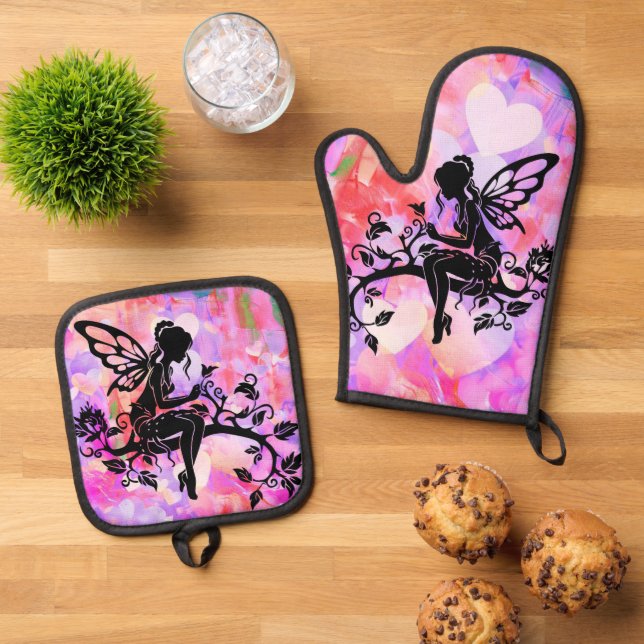 Set De Manoplas Hadas en la rama de flores (De arriba hacia abajo)