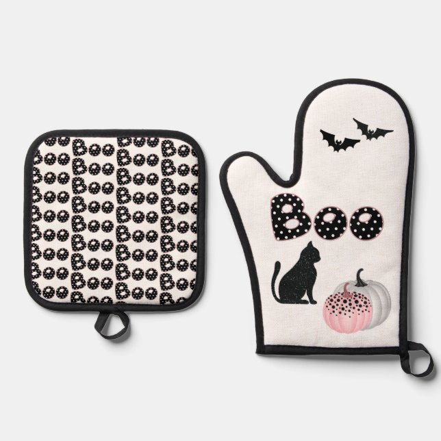 Set De Manoplas Halloween Boo Pumpkins Mitt (Anverso)