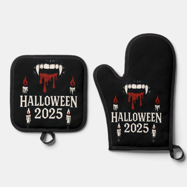 Set De Manoplas Halloween con vampiros góticos (Anverso)