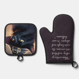 Set De Manoplas Halloween del gato negro