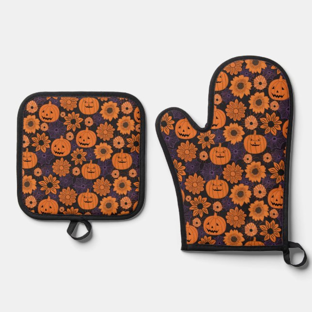 Set De Manoplas Halloween floral (Anverso)