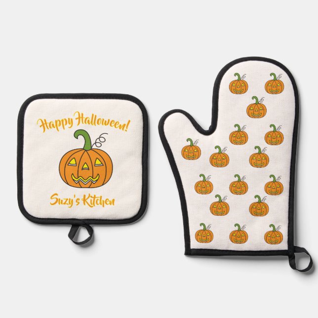 Set De Manoplas Halloween Jack-O-Lantern (Anverso)