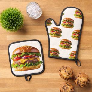Set De Manoplas Hamburguesa con queso apetitosa de SlipperyJoe cru