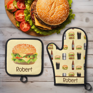 Set De Manoplas Hamburguesas y cervezas