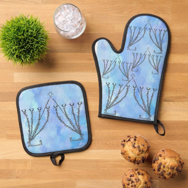 Set De Manoplas Hanukkah Chanukah Menorah (De arriba hacia abajo)