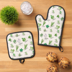 Set De Manoplas Herb Oven Mitt y Pot Holder