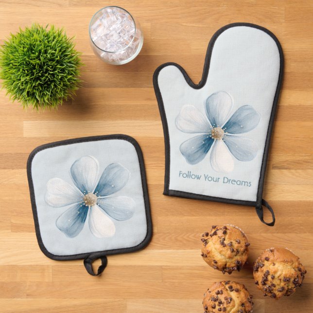 Set De Manoplas Hermosa Flor Azul (De arriba hacia abajo)