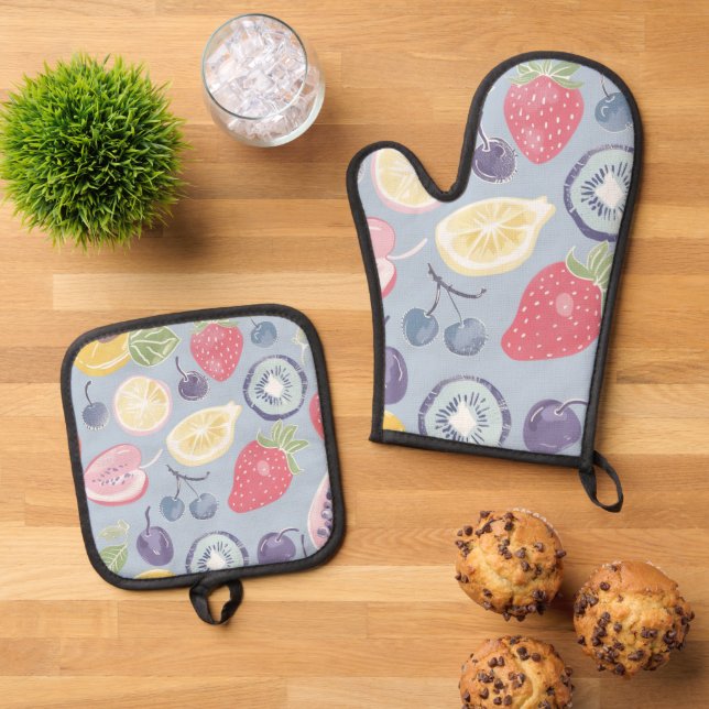 Set De Manoplas Hermosas frutas de cocina (De arriba hacia abajo)