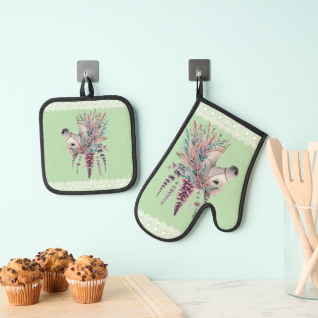 Set De Manoplas Hermoso Caballo Boho (Insitu (colgante))