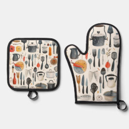 Set De Manoplas Hermosos Utensilios de cocina de color agua dulce