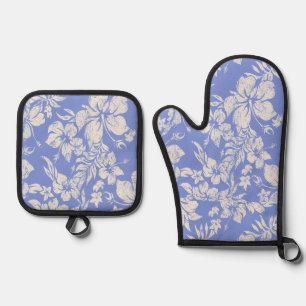 Set De Manoplas Hibiscus Pareau angustia el periwinkle hawaiano