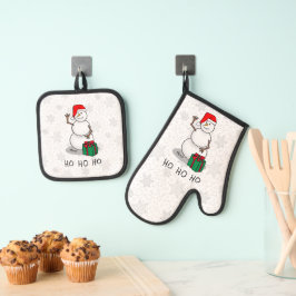 Set De Manoplas Ho Ho Ho Ho Ho Feliz Navidad Santa Cute Snowman