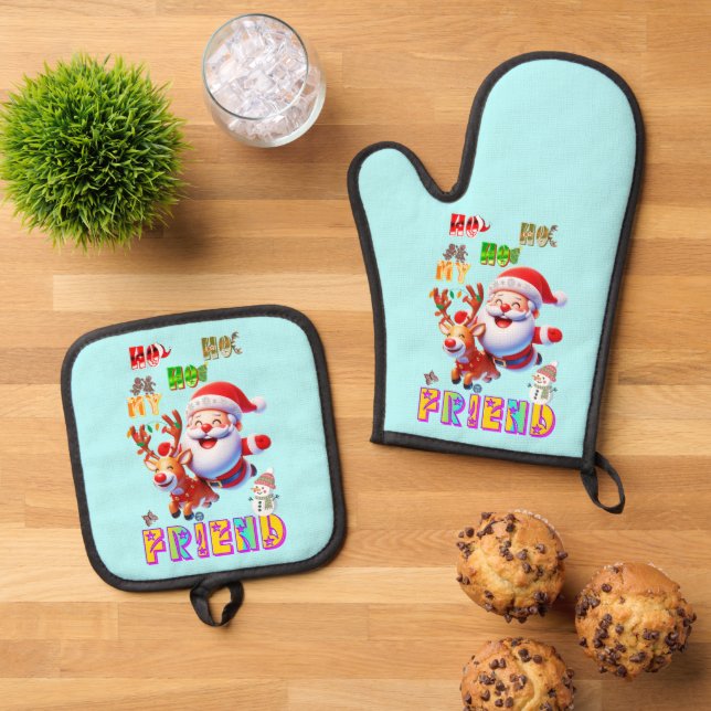 Set De Manoplas Ho Ho Ho Mi Querido Amigo (De arriba hacia abajo)