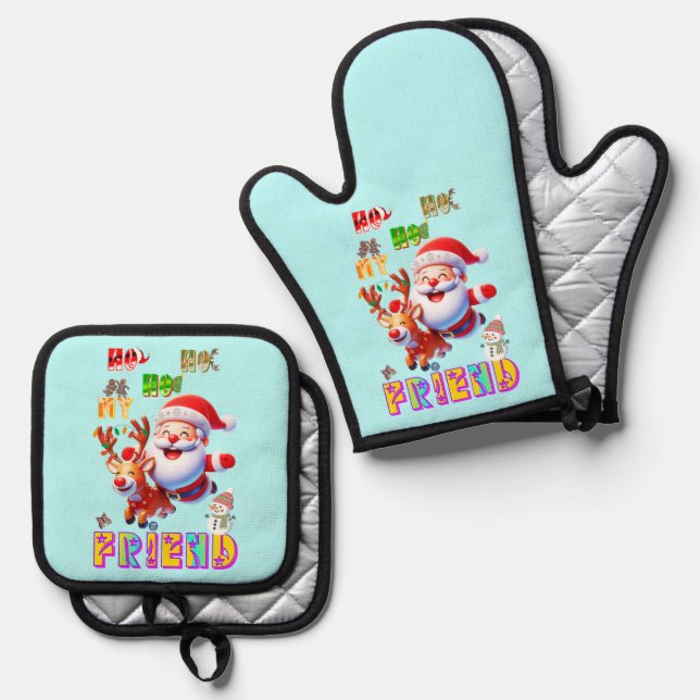Set De Manoplas Ho Ho Ho Mi Querido Amigo (Anverso/Reverso)