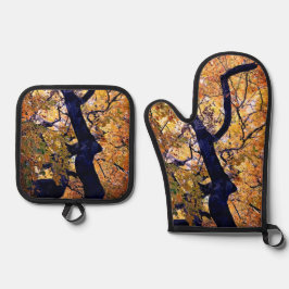 Set De Manoplas Hojas amarillas y naranjas