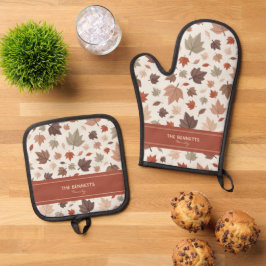 Set De Manoplas Hojas de otoño personalizadas