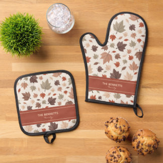 Set De Manoplas Hojas de otoño personalizadas