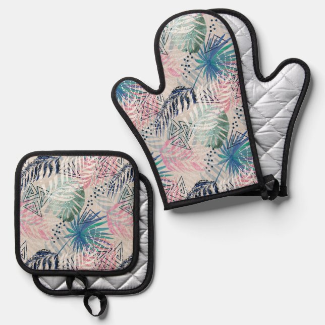 Set De Manoplas Hojas de palma, tropical (Anverso/Reverso)
