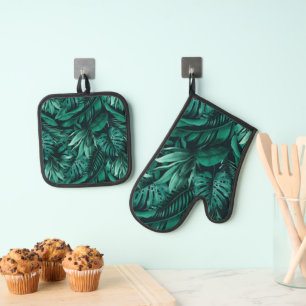 Set De Manoplas Hojas tropicales