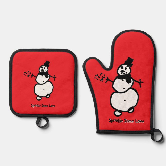 Set De Manoplas Hombre de nieve (rojo) (Anverso)