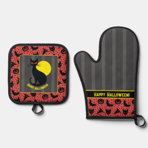 Set De Manoplas Horno Halloween Cat Retro Halloween lo confirma Ov