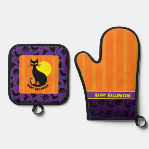 Set De Manoplas Horno Halloween Cat Retro Halloween lo confirma Ov