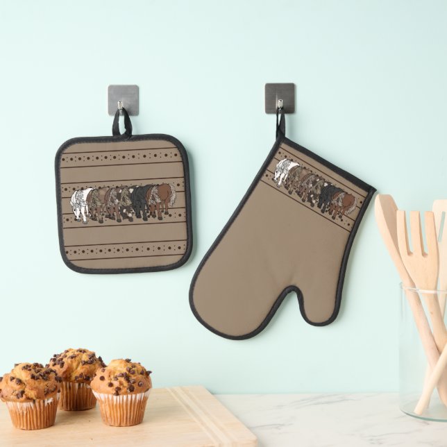 Set De Manoplas Horses by figdewdrop Oven Mitt & Pot (Insitu (colgante))