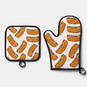 Set De Manoplas Hotdogs Oven Mitt & Pot Holders