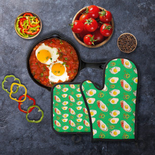 Set De Manoplas Huevos fritos con pimientos verdes