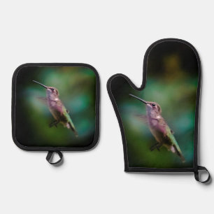 Set De Manoplas Hummingbird con trompeta de rubí. Fotografía origi