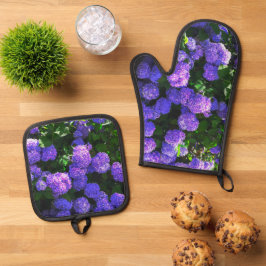 Set De Manoplas Hydrangea realista púrpura clásica