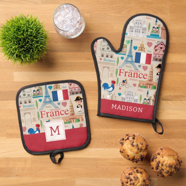 Set De Manoplas Iconos de Cute France (De arriba hacia abajo)