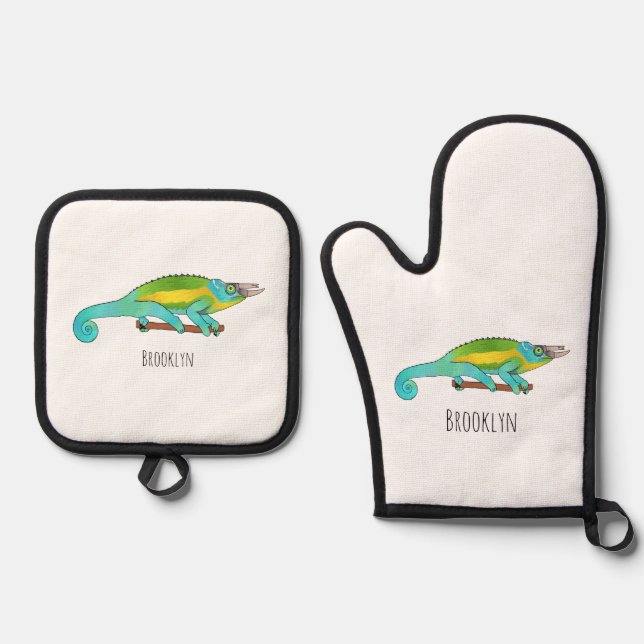 Set De Manoplas Ilustracion chameleon personalizado de Jackson (Anverso)
