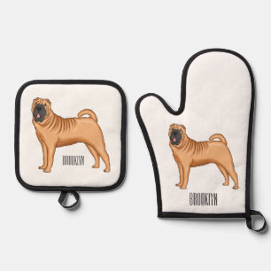 Set De Manoplas Ilustracion chino de personalizado de perro Shar-P